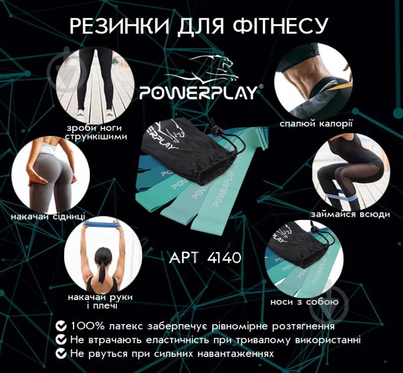 Резинка для фитнеса PowerPlay 5 шт. 4113_Green 5 шт. - фото 9