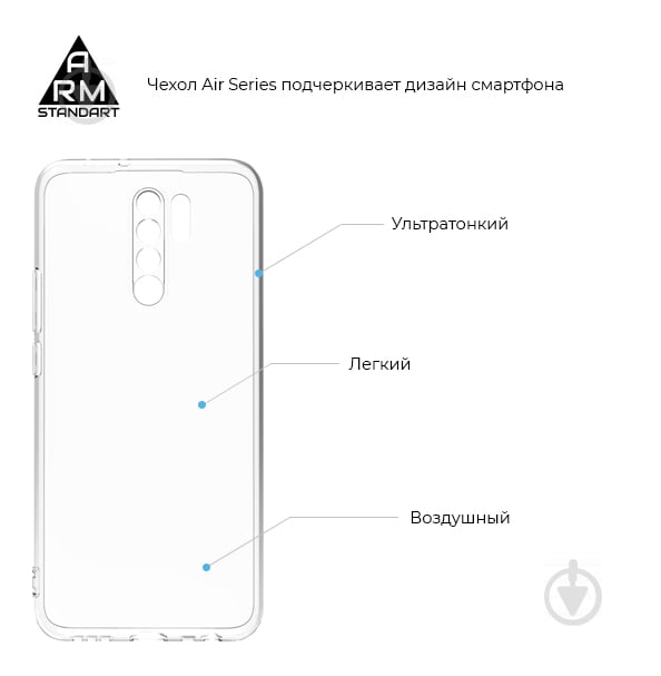 Накладка на корпус Armorstandart (Захисне скло Full Glue + Панель Air Series) (ARM58051) для Xiaomi Redmi 9 - фото 3