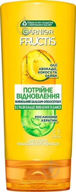 Бальзам Fructis Fructis Тройное Восстановление для поврежденных и ослабленных волос 200 мл - фото 1