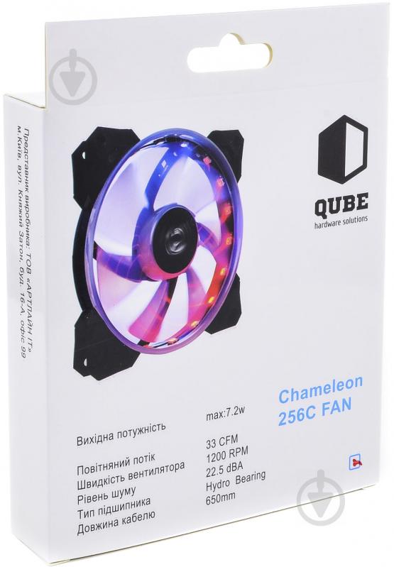 Корпусний кулер QUBE RAINBOW CHAMELION 256C 120mm 18LED (QB-CHAMELION-120-18) - фото 6