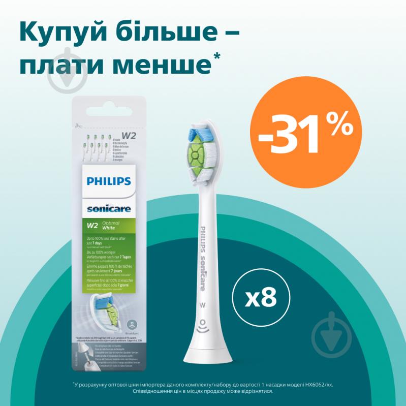 Насадки для електричної зубної щітки Philips Sonicare HX6068/12 W2 Optimal White - фото 2