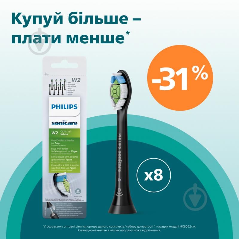 Насадки для електричної зубної щітки PHILIPS Sonicare HX6068/13 W2 Optimal White - фото 2