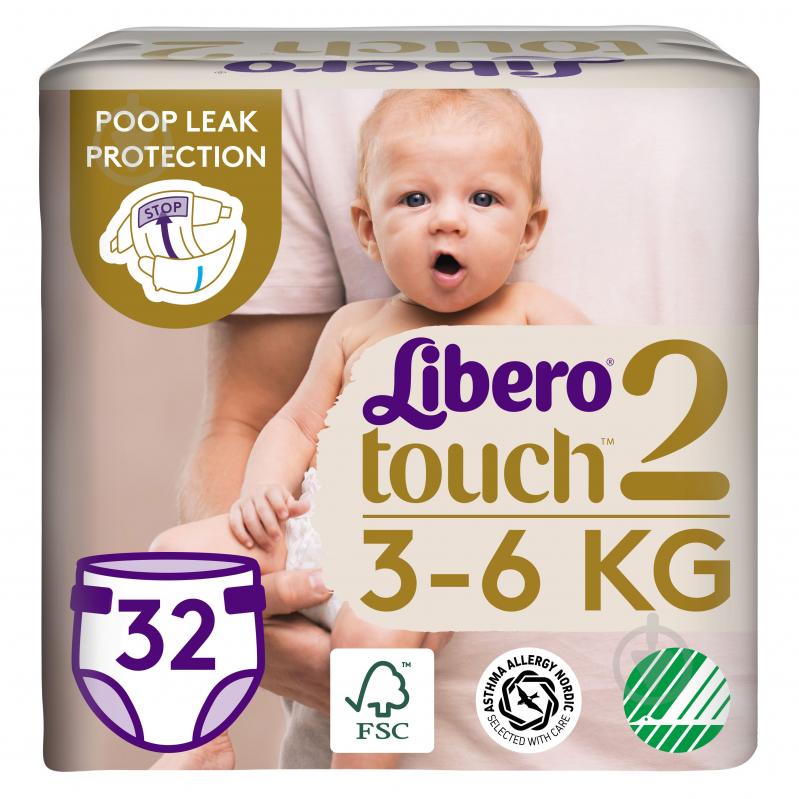 Подгузники-трусики Libero Touch 2 3-6 кг 32 шт. - фото 1