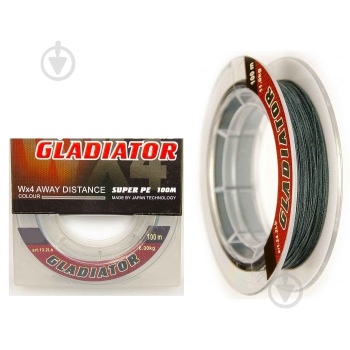 Шнур GLADIATOR 100м 0,1мм 6кг серый - фото 1