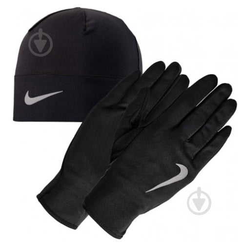 Комплект шапка+перчатки Nike Men's Run Dry Hat And Glove Set N.RC.37.082 р.S-M черный - фото 2