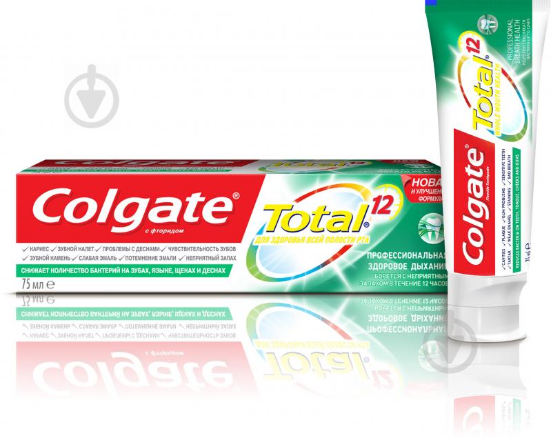 Зубна паста Colgate Total 12 Професійна Здорове Дихання комплексна антибактеріальна 75 мл - фото 1