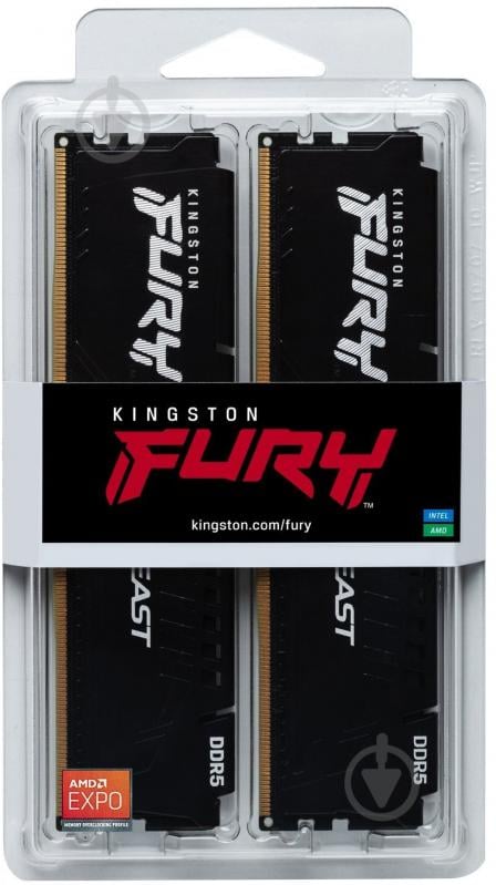 Оперативная память Kingston DDR5 SDRAM 16 GB (2x8GB) 6000 MHz (KF560C30BBEK2-16) Fury Beast Black - фото 3