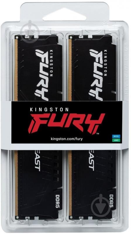 Оперативная память Kingston DDR5 SDRAM 32 GB (2x16GB) 6000 MHz (KF560C36BBE2K2-32) Fury Beast Black - фото 2 Оперативная память Kingston DDR5 SDRAM 32 GB (2x16GB) 6000 MHz (KF560C36BBE2K2-32) Fury Beast Black - фото 2