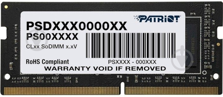 Оперативна пам'ять Patriot SODIMM DDR4 8 GB (1x8GB) 3200 MHz (PSD48G32002S) - фото 1