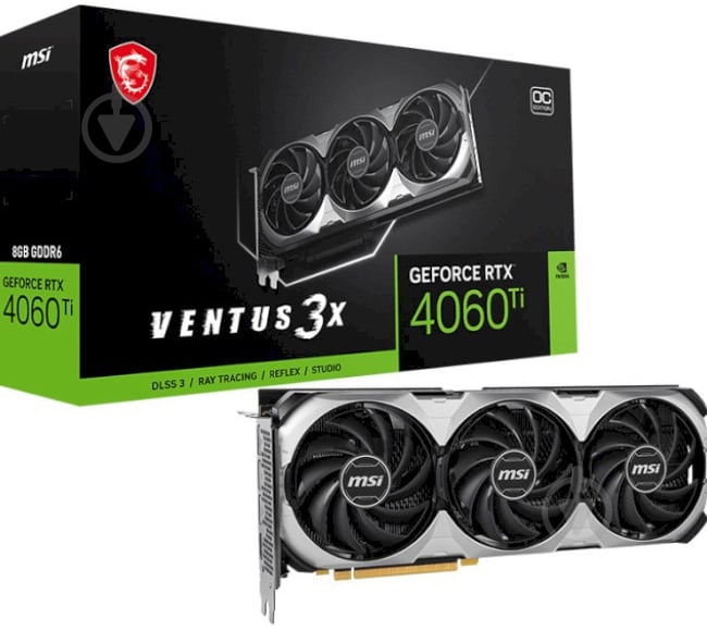 Відеокарта MSI GeForce RTX 4060 Ti Ventus 3X E OC 8GB GDDR6 128bit (GeForce RTX 4060 TI VENTUS 3X E 8G OC) - фото 1