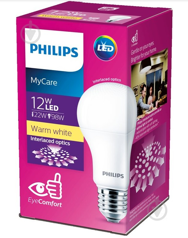 Лампа світлодіодна Philips LEDBulb 12 Вт A60 матова E27 220 В 3000 К - фото 2