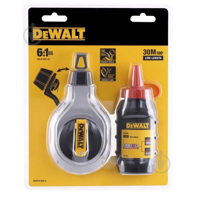 Шнур разметочный DeWalt DWHT47408-0 30 м в комплекте с меловым порошком - фото 3 Шнур разметочный DeWalt DWHT47408-0 30 м в комплекте с меловым порошком - фото 3