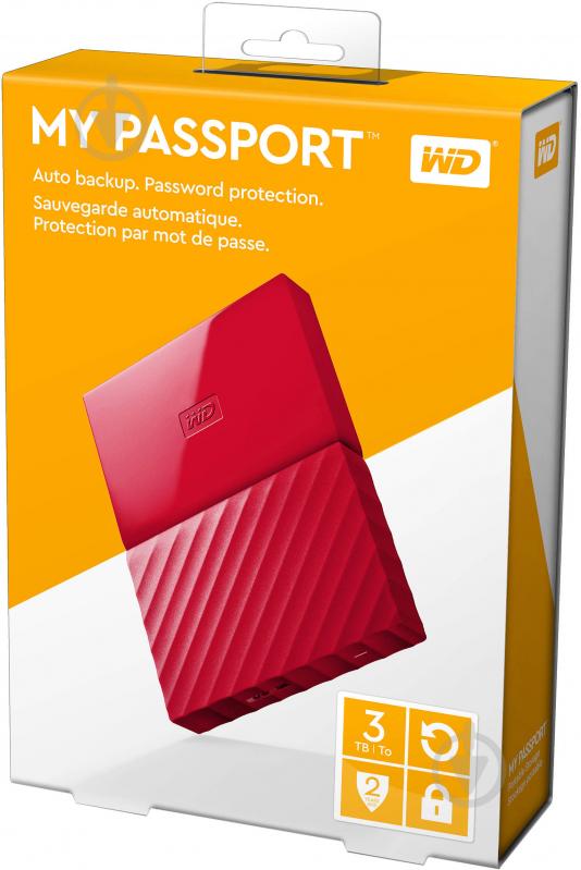 Зовнішній жорсткий диск Western Digital My Passport 3 ТБ 2,5" USB 3.0 (WDBYFT0030BRD-WESN) red - фото 9