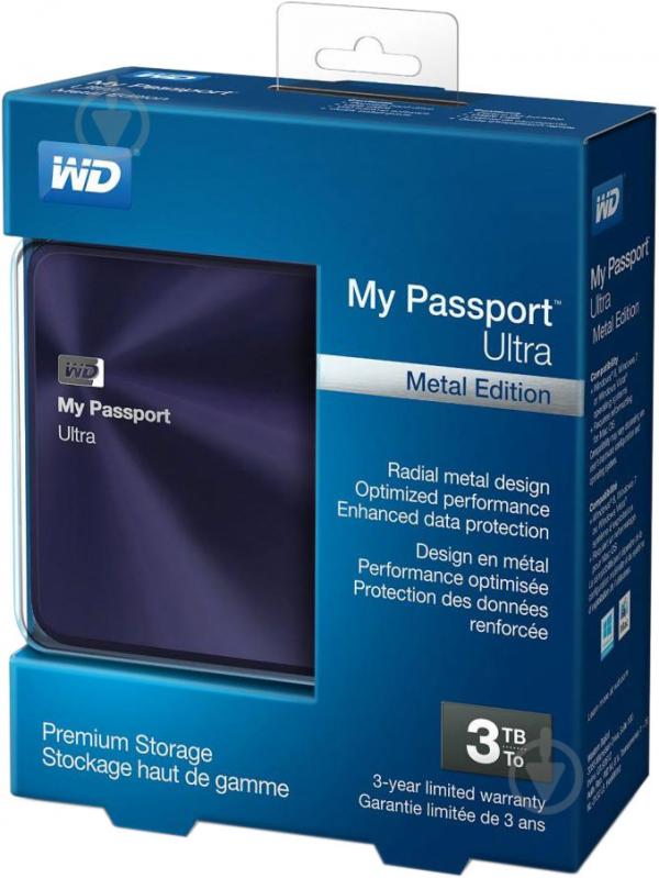 Внешний жесткий диск Western Digital My Passport Ultra Metal Edition 3 ТБ 2,5" USB 3.0 (WDBEZW0030BBA-EESN) black/blue - фото 6