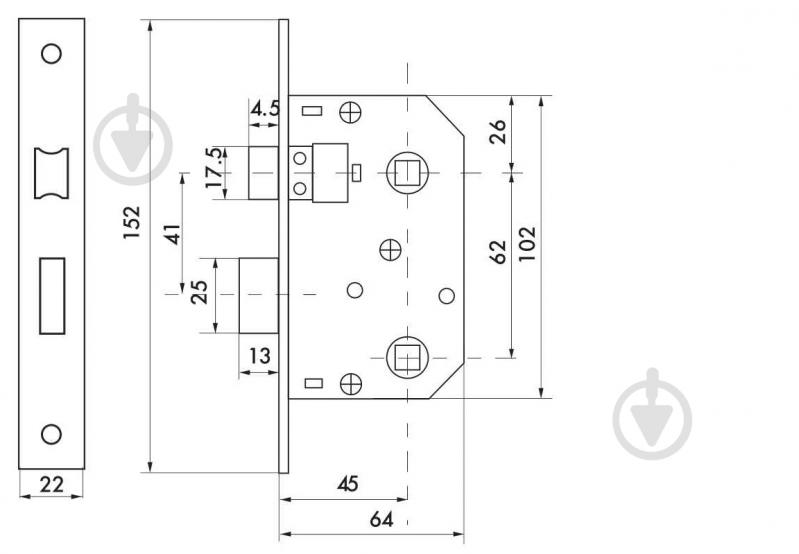 Дверной замок межкомнатный Bruno 1251 AB WC античная латунь - фото 4