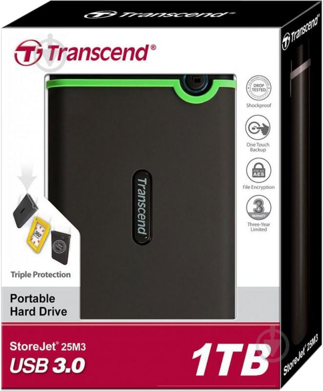 Внешний жесткий диск Transcend StoreJet 1 ТБ 2,5" USB 3.0 (TS1TSJ25M3E) green - фото 6