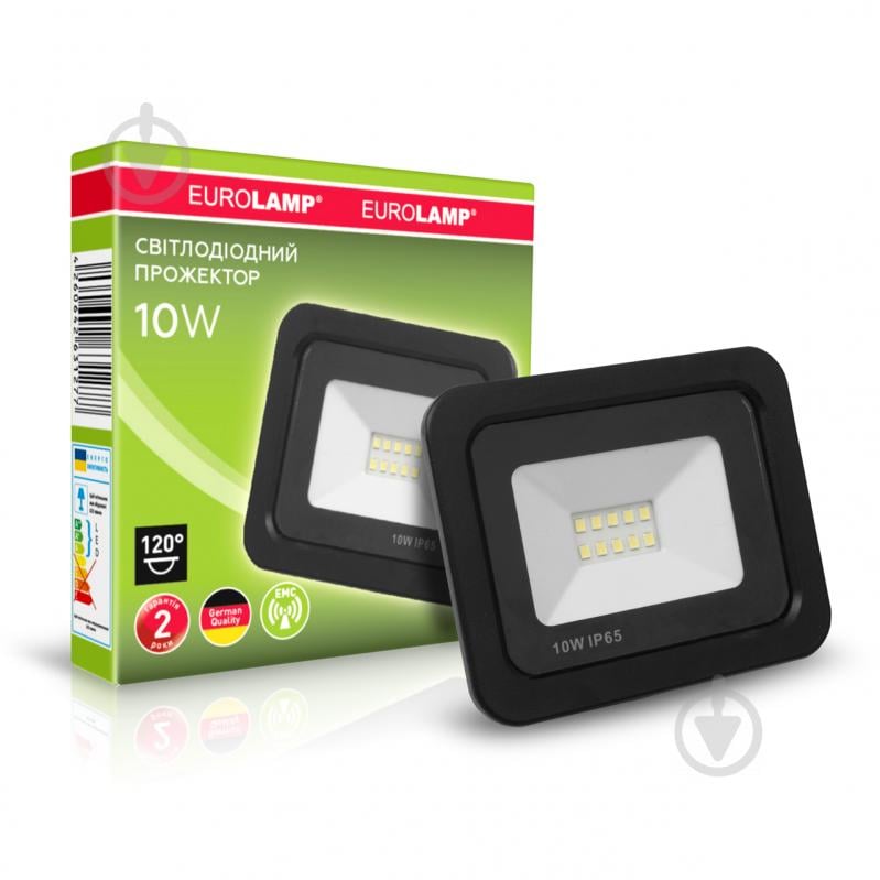 Прожектор Eurolamp 6000 K 10 Вт IP65 чорний LED-FL-10/6(black) - фото 1