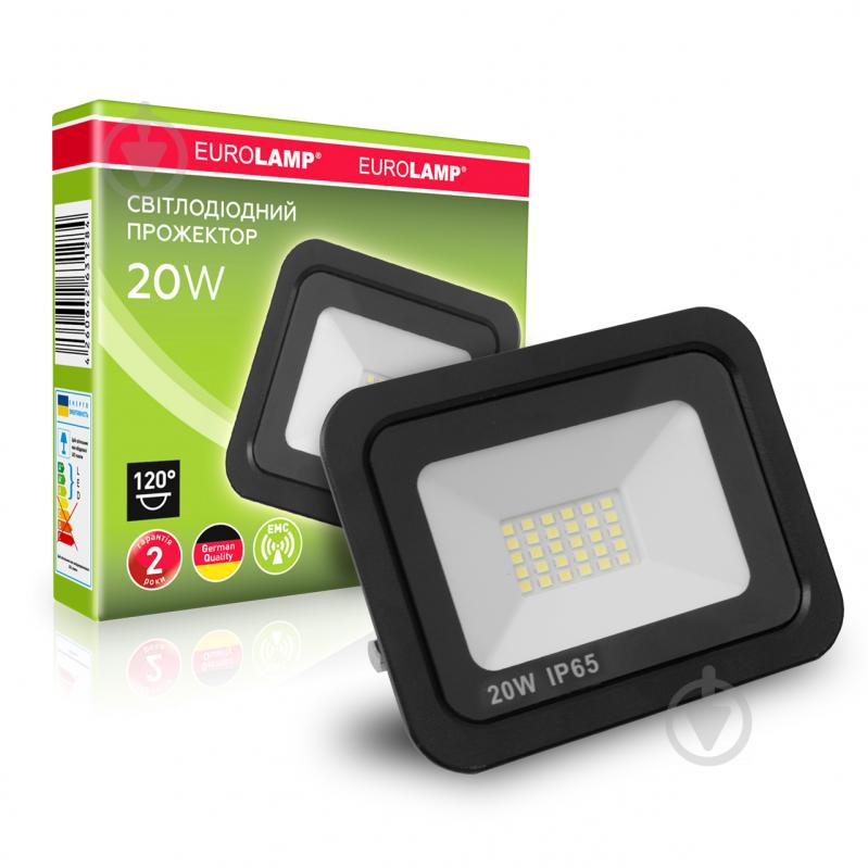 Прожектор Eurolamp 6000 K 20 Вт IP65 чорний LED-FL-20/6(black) - фото 1