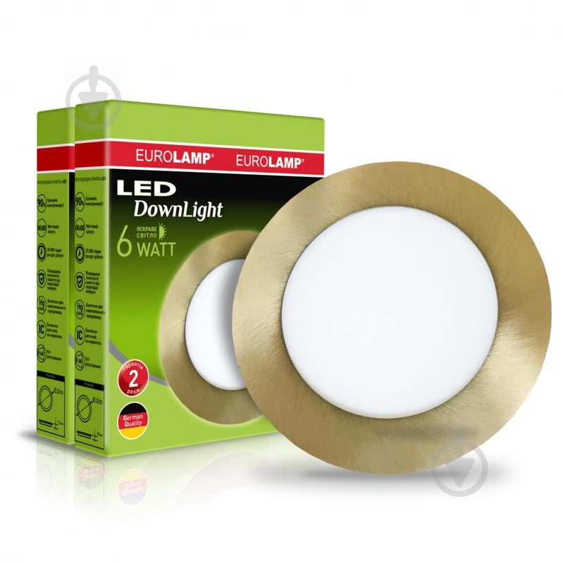 Світильник точковий Eurolamp Downlight R 2 шт./уп. 6 Вт 4000 К білий/золото - фото 1