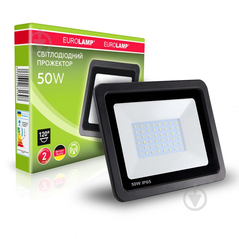 Прожектор Eurolamp 6000 K 50 Вт IP65 чорний LED-FL-50/6(black) - фото 1