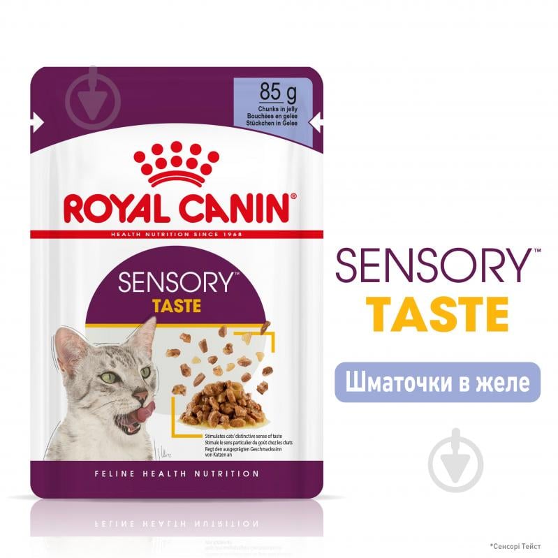 Корм вологий для дорослих кішок стимулюючий смакові рецептори Royal Canin Sensory Taste в желе м’ясо та м’ясні субпро - фото 1