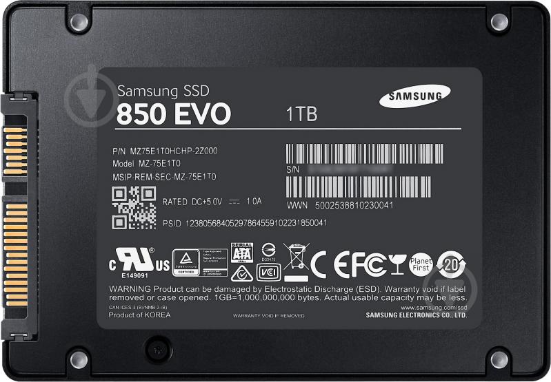 SSD-накопитель Samsung 850 Evo-Series 1000GB 2,5" SATA III 3D V-NAND (MZ-75E1T0BW) - фото 7