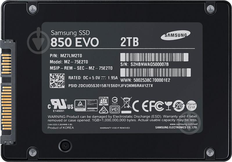 SSD-накопитель Samsung 850 Evo-Series 2000GB 2,5" SATA III 3D V-NAND (MZ-75E2T0BW) - фото 7