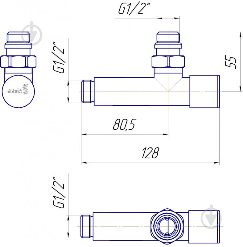 Комплект кранів Mario для рушникосушарки G1/2" - фото 7