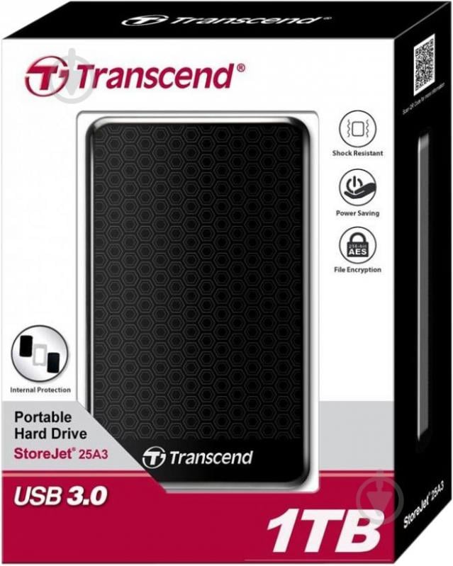 Внешний жесткий диск Transcend StoreJet 1 ТБ 2,5" USB 3.0 (TS1TSJ25A3K) black - фото 4