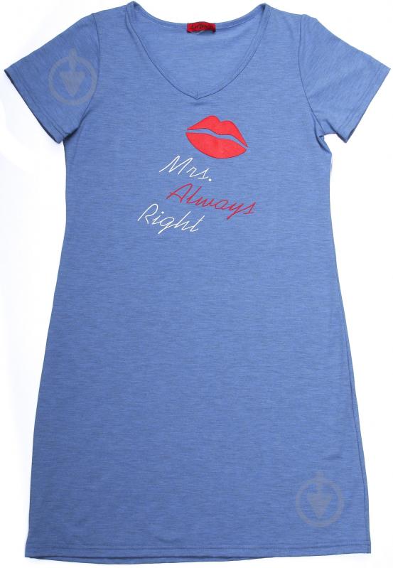 Туника с принтом р. М голубой - фото 1 Туника с принтом р. М голубой - фото 1