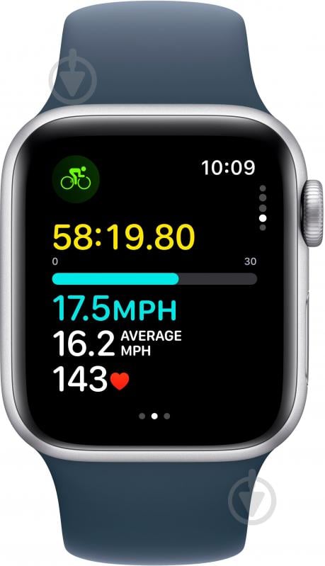 Смарт-часы Apple Watch SE 2023 GPS 40mm Silver Aluminium Case with Storm Blue Sport Band - M/L (MRE23QP/A) - фото 6