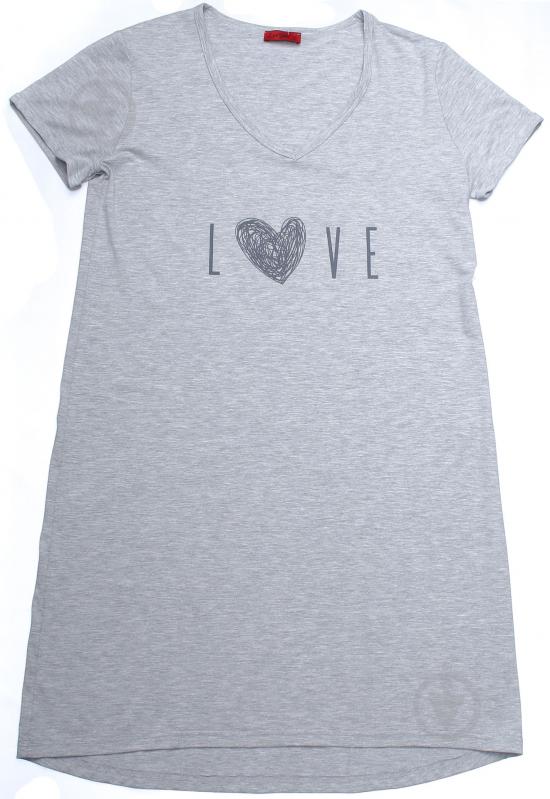 Туника с принтом р. S серый - фото 1