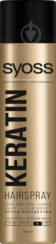 Лак для волос SYOSS Совершенство образа экстрасильная фиксация Keratin 400 мл - фото 1