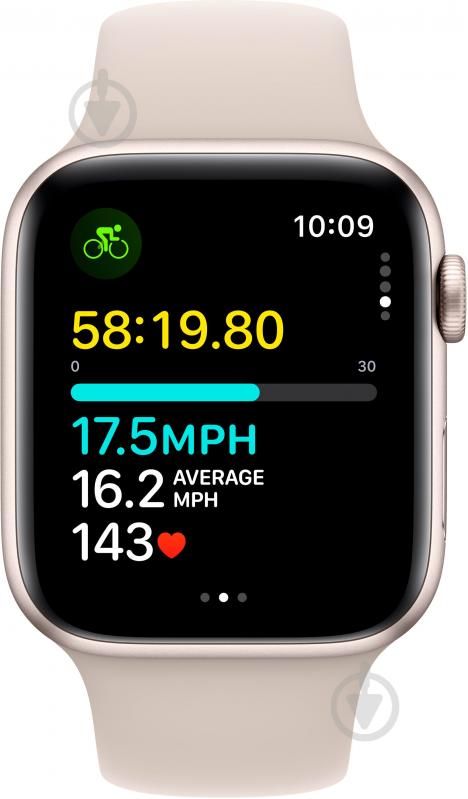 Смарт-годинник Apple Watch SE 2023 GPS 44mm Starlight Aluminium Case with Starlight Sport Band - S/M (MRE43QP/A) - фото 6