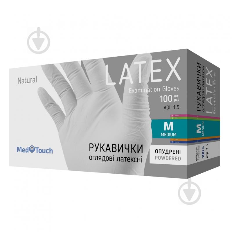 Перчатки латексные MedTouch смотровые M 100 шт./уп. - фото 1