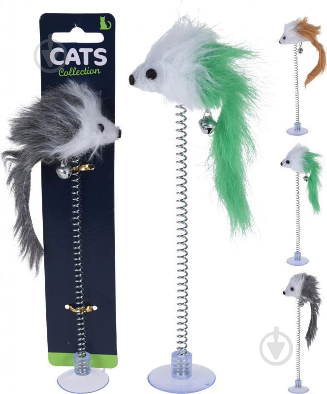 Іграшка для котів мишка на пружині 19 см в асортименті - фото 1 Іграшка для котів мишка на пружині 19 см в асортименті - фото 1