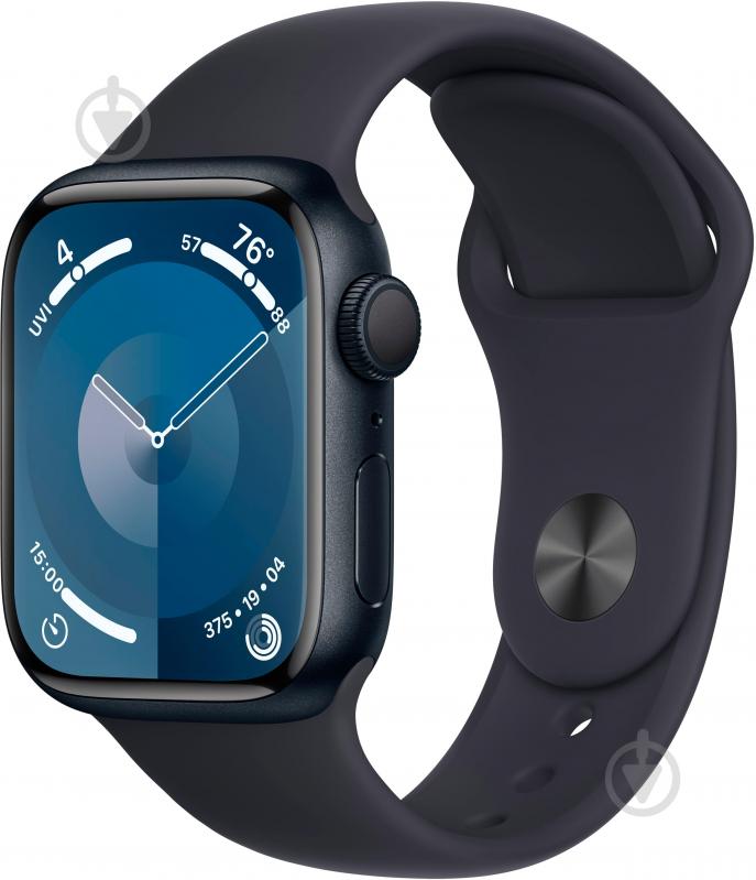 Смарт-годинник Apple Watch Series 9 GPS 41mm Midnight Aluminium Case with Midnight Sport Band - S/M (MR8W3QP/A) - фото 1