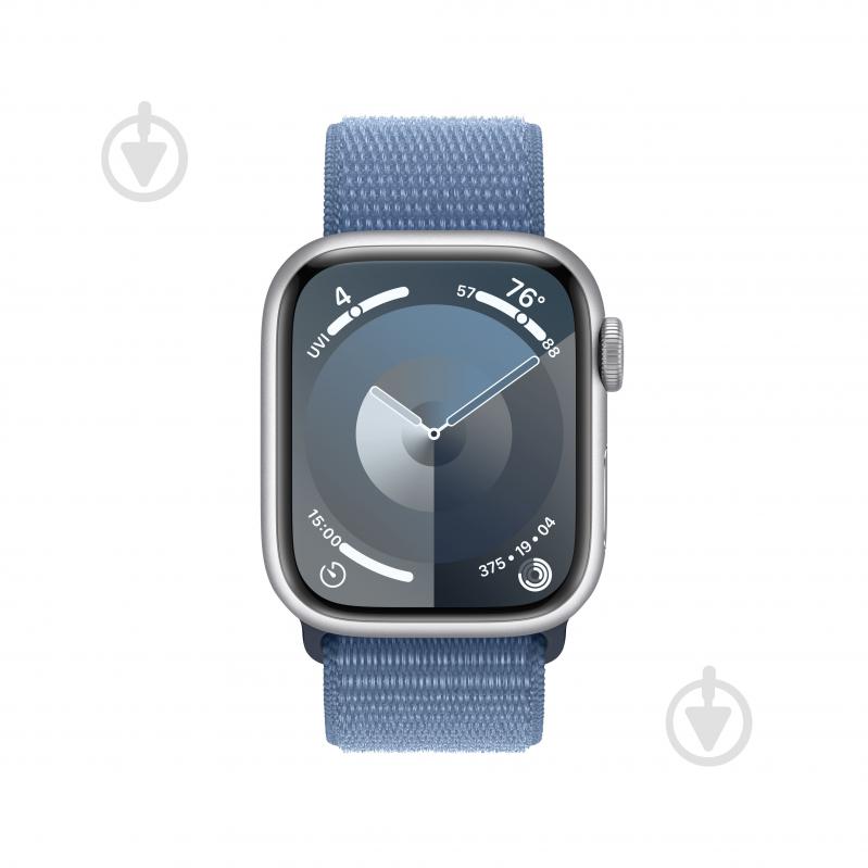 Смарт-часы Apple Watch Series 9 GPS 41mm Silver Aluminium Case with Winter Blue Sport Loop (MR923QP/A) - фото 2