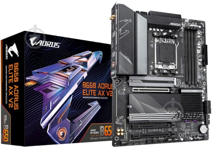 Материнська плата Gigabyte B650 A ELITE AX V2 (Socket AM5, AMD B650, ATX) - фото 1 Материнська плата Gigabyte B650 A ELITE AX V2 (Socket AM5, AMD B650, ATX) - фото 1