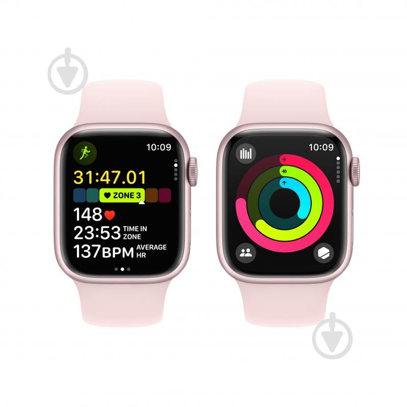 Смарт-часы Apple Watch Series 9 GPS 41mm Pink Aluminium Case with Pink Sport Band - S/M (MR933QP/A) - фото 5