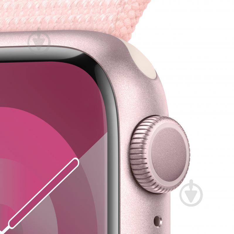 Смарт-часы Apple Watch Series 9 GPS 41mm Pink Aluminium Case with Light Pink Sport Loop (MR953QP/A) - фото 3