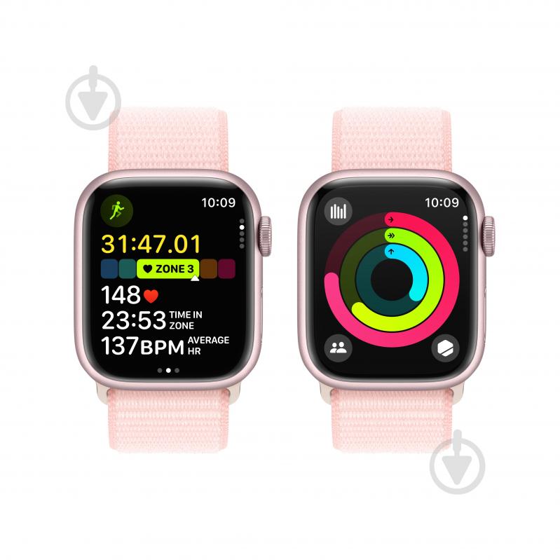 Смарт-часы Apple Watch Series 9 GPS 41mm Pink Aluminium Case with Light Pink Sport Loop (MR953QP/A) - фото 5