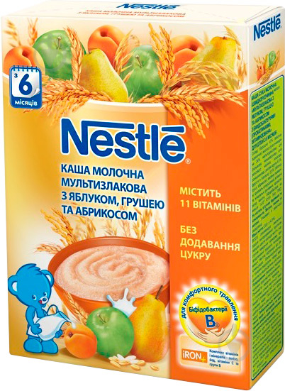 Каша мультизлакова Nestle від 6 місяців з яблуком, грушею, абрикосом 200 г - фото 1