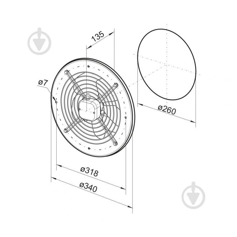 Вентилятор осьовий Вентс ОВК 4Е 250 - фото 2