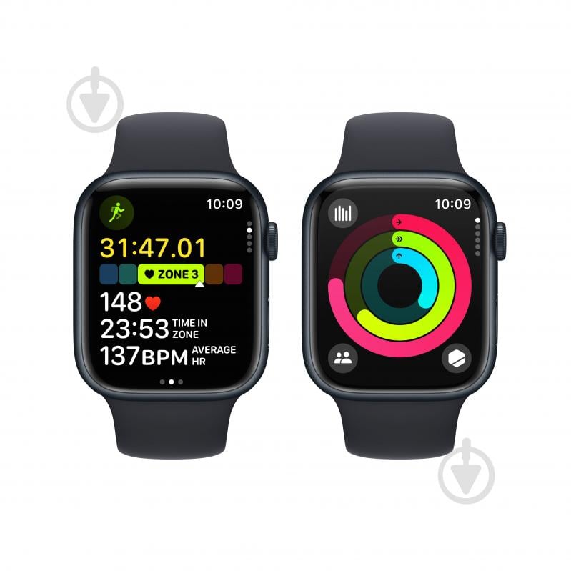 Смарт-годинник Apple Watch Series 9 GPS 45mm Midnight Aluminium Case with Midnight Sport Band - S/M (MR993QP/A) - фото 5