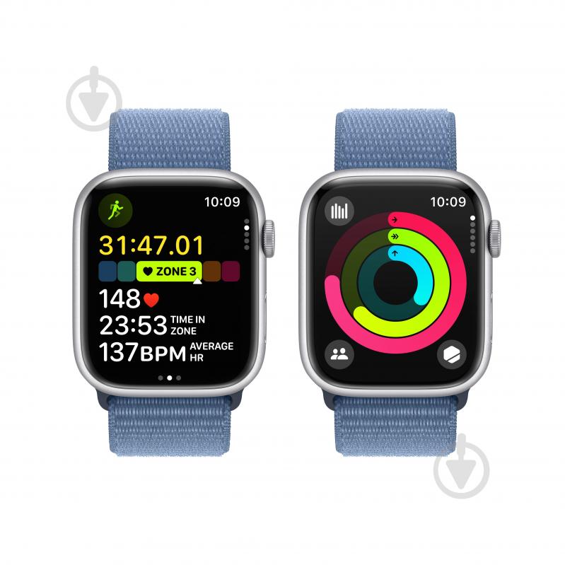 Смарт-годинник Apple Watch Series 9 GPS 45mm Silver Aluminium Case with Winter Blue Sport Loop (MR9F3QP/A) - фото 5