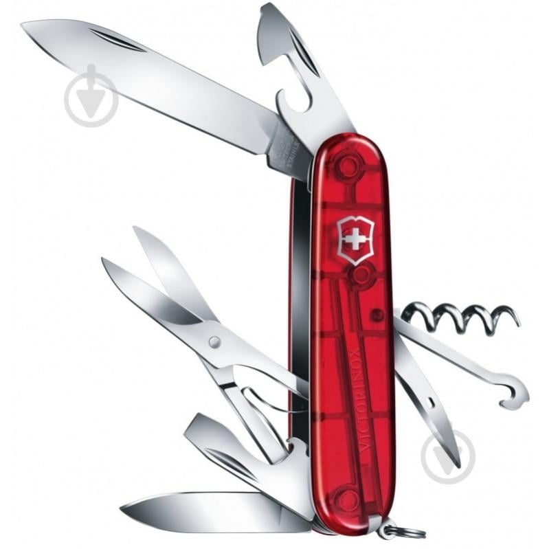 Ніж швейцарський Victorinox CLIMBER 1.3703.TB1 Артикул: Vx13703.TB1, червоні напівпрозорі накладки 88303 - фото 2