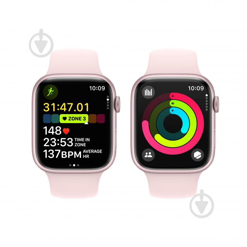 Смарт-часы Apple Watch Series 9 GPS 45mm Pink Aluminium Case with Pink Sport Band - M/L (MR9H3QP/A) - фото 5