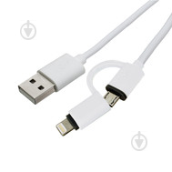 Дата-кабель Patron USB 2.0 AM to Lightning + Micro 5P 1 м білий (CAB-PN-LIGHT-MIC-1M) - фото 1