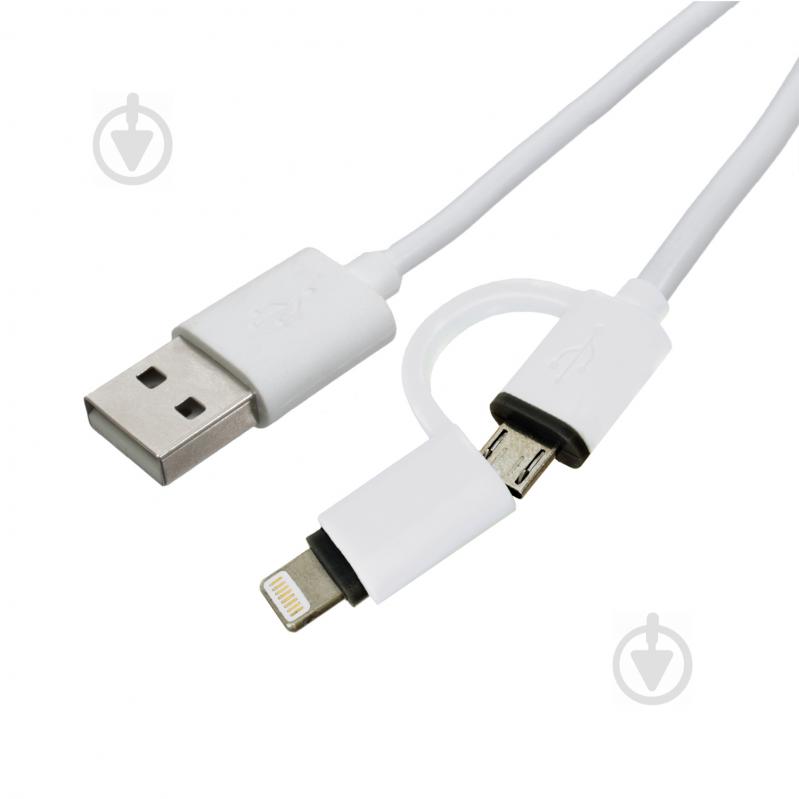 Дата-кабель Patron USB 2.0 AM to Lightning + Micro 5P 1 м білий (CAB-PN-LIGHT-MIC-1M) - фото 2